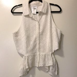 White BCBG Cut Out Lace Top